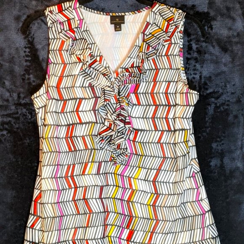 Multicolor V-Neck Sleeveless Blouse